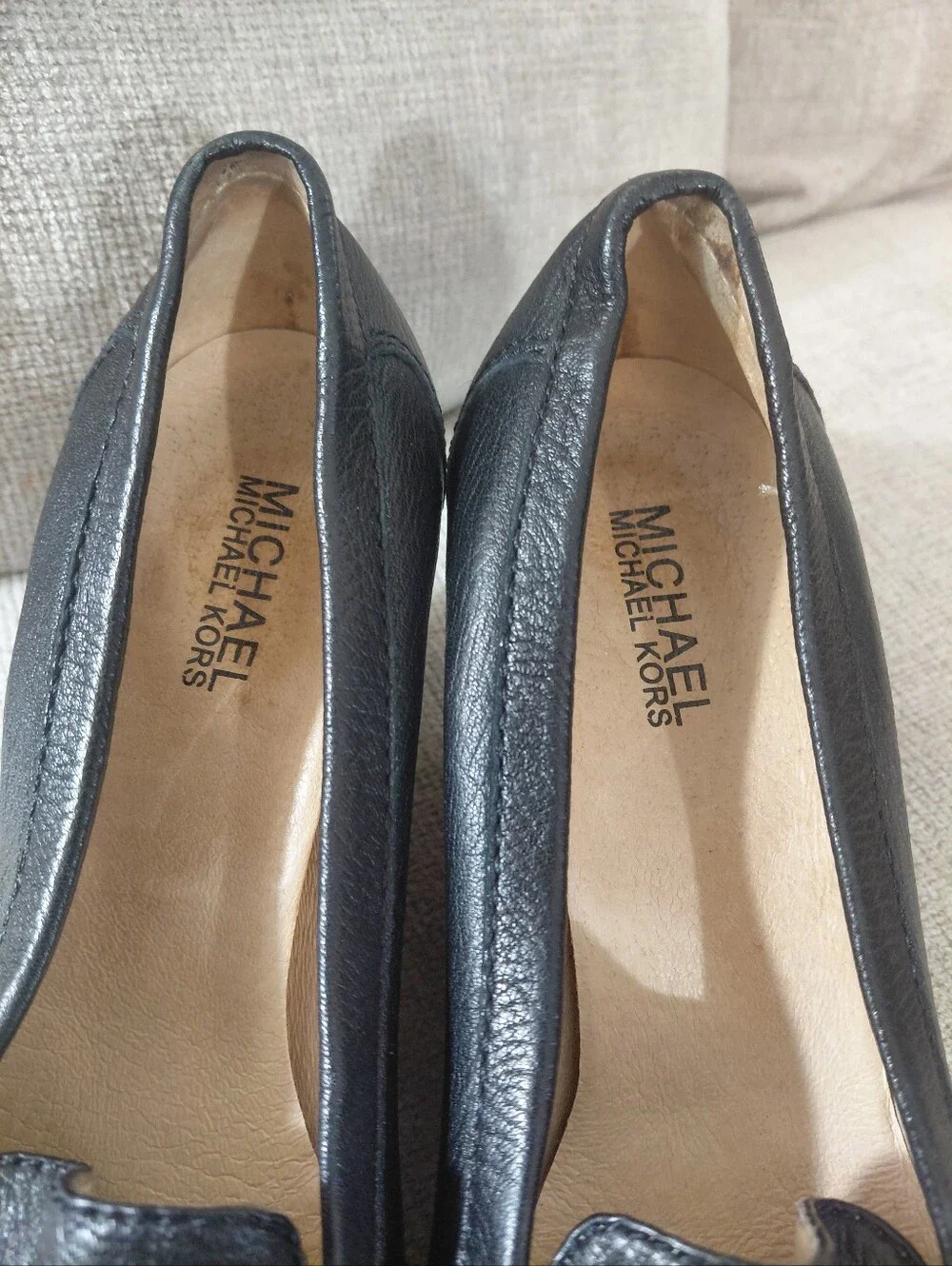 Michael Kors Black Leather Horse Bit Logo Wedges Size 8.5